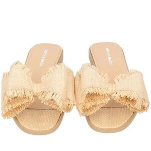 MACH & MACH raffia Sandals w/ Fringe Detail Sz41 NIB
